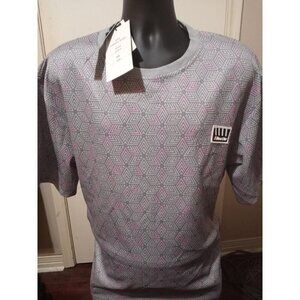 New GS 115 Men's All Over Print Graphic Hustle Logo Gray T-shirt Size 2XL NWT